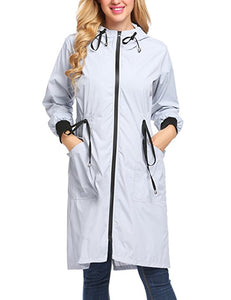 Zeagoo Women's Lightweight Waterproof Raincoat With Hood Long Outdoor Hiking Rain Jacket