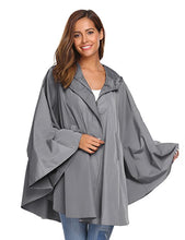 Soteer Womens Rain Poncho Batwing-Sleeved Hooded Raincoat Waterproof Packable Rain Jacket With Pockets
