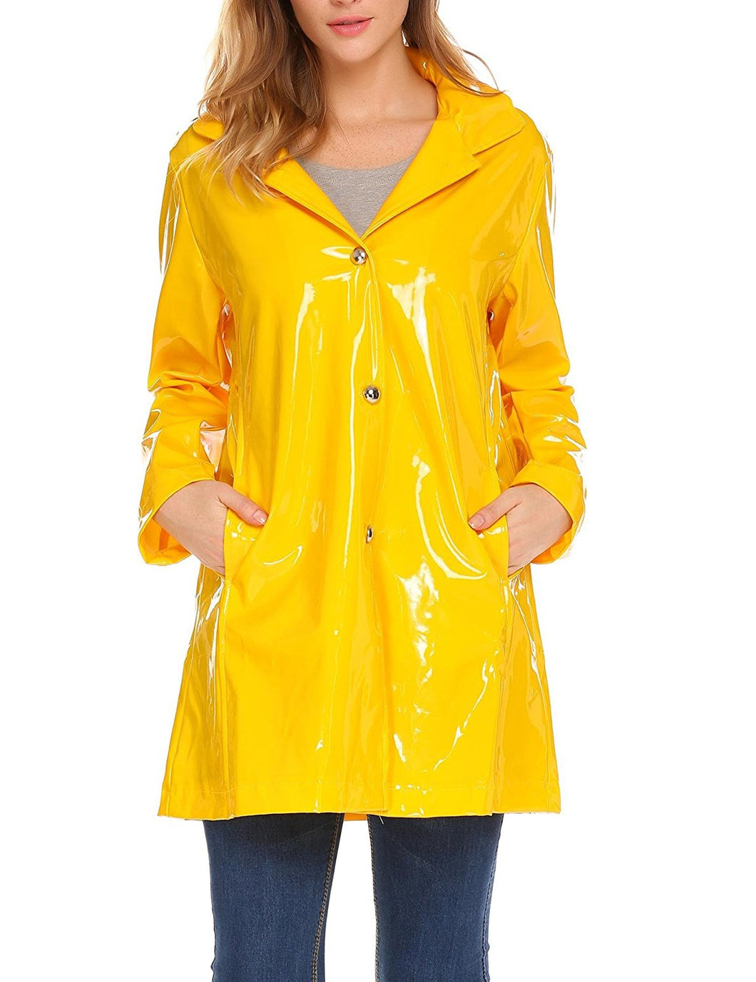 Zeagoo Women's Casual Detachable Hood Loose Raincoat Outdoor Waterproof Rain Jacket